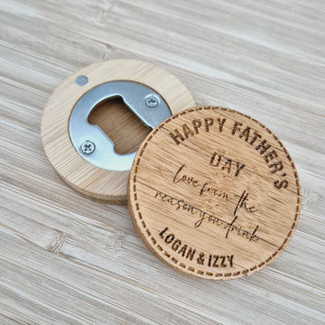 Engraved round magnet Bottle Opener (Multiple Designs)