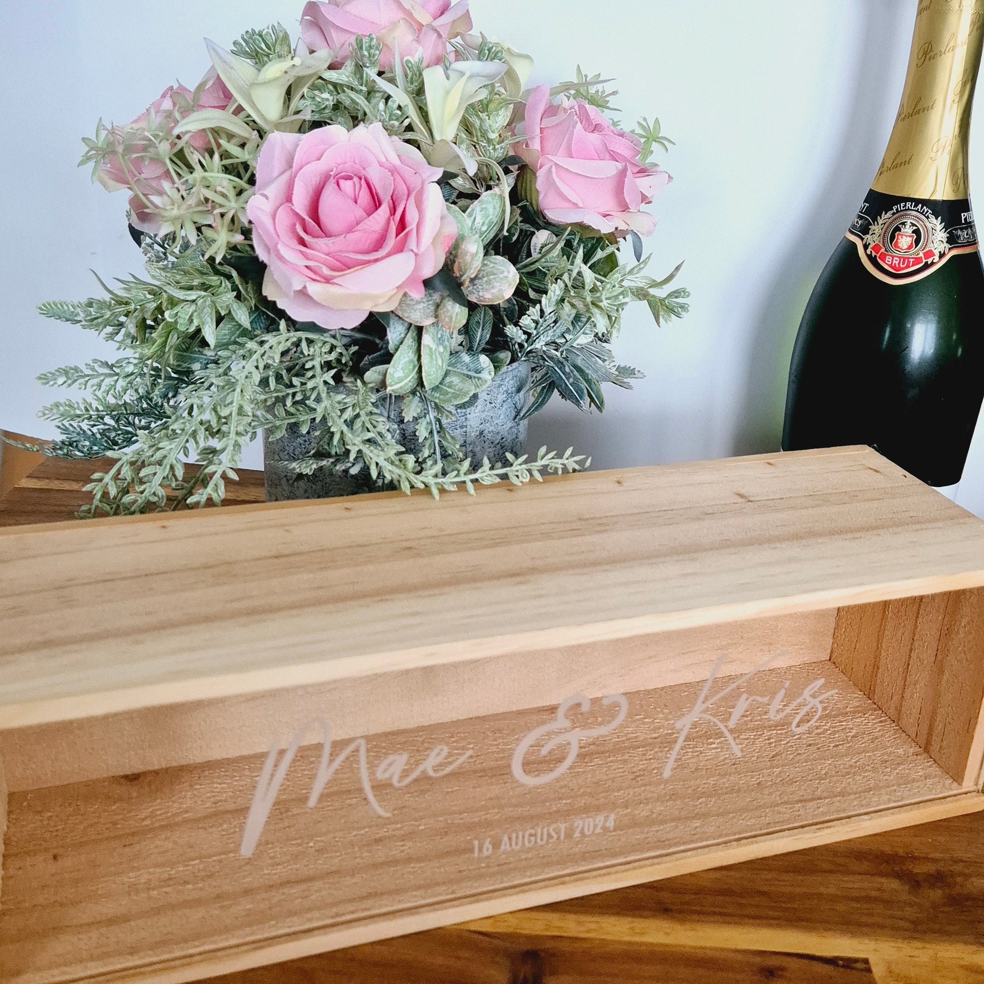 Engraved Wine Bottle Box 