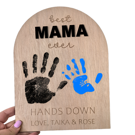 Best DADDY ever hands down handprint plaque (customisable)