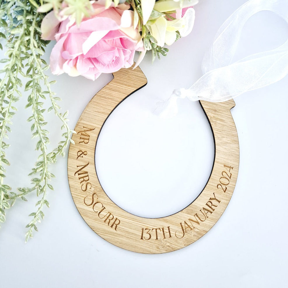 Wooden Horseshoe Wedding Gift