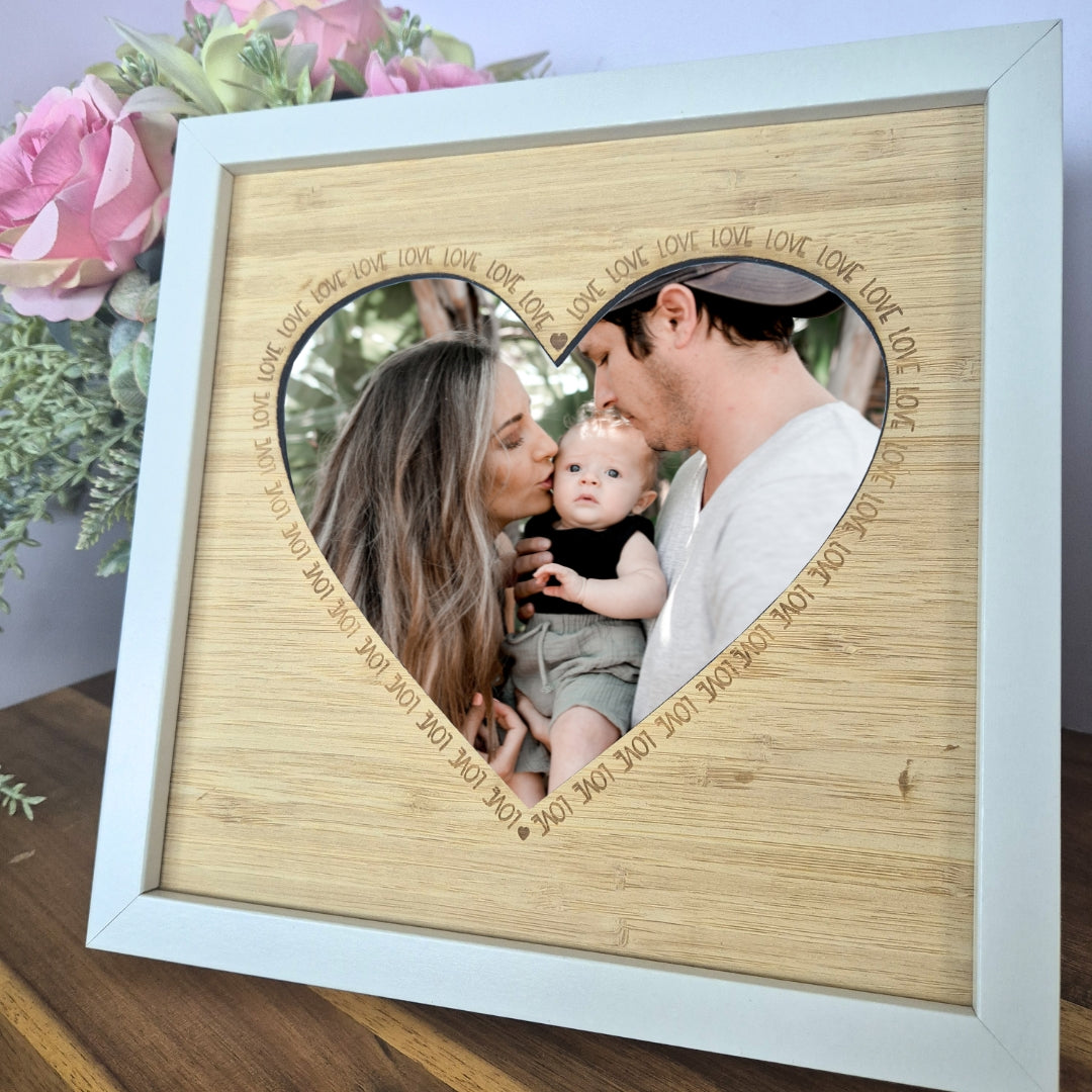 Love Heart Photofame Bamboo Insert 25cm x 25cm