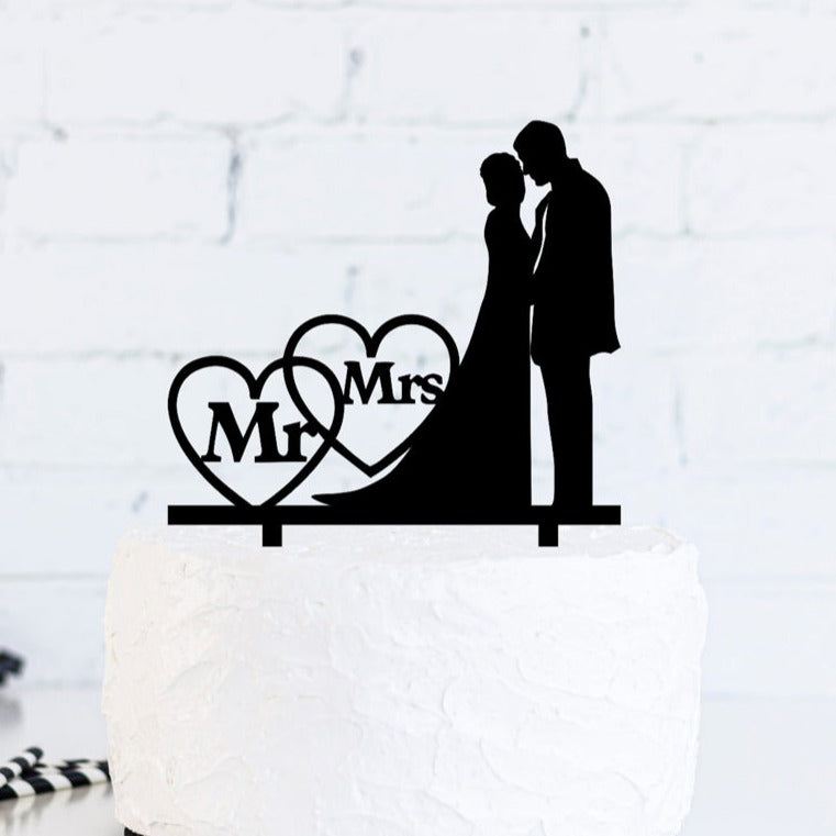 Mr & Mrs silhouette Wedding Cake Topper