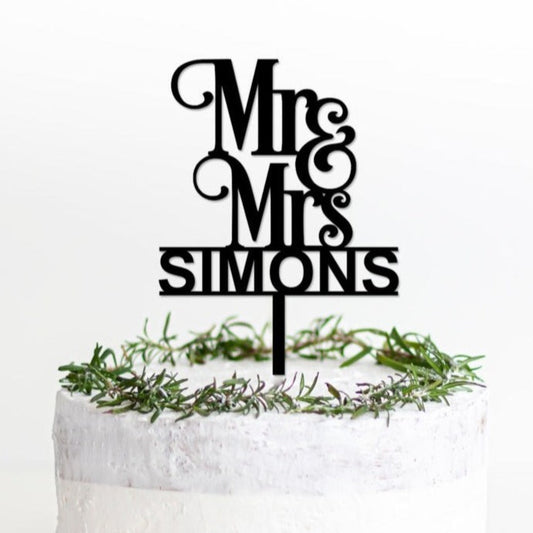 Mr & Mrs Wedding Cake Topper - (8a)