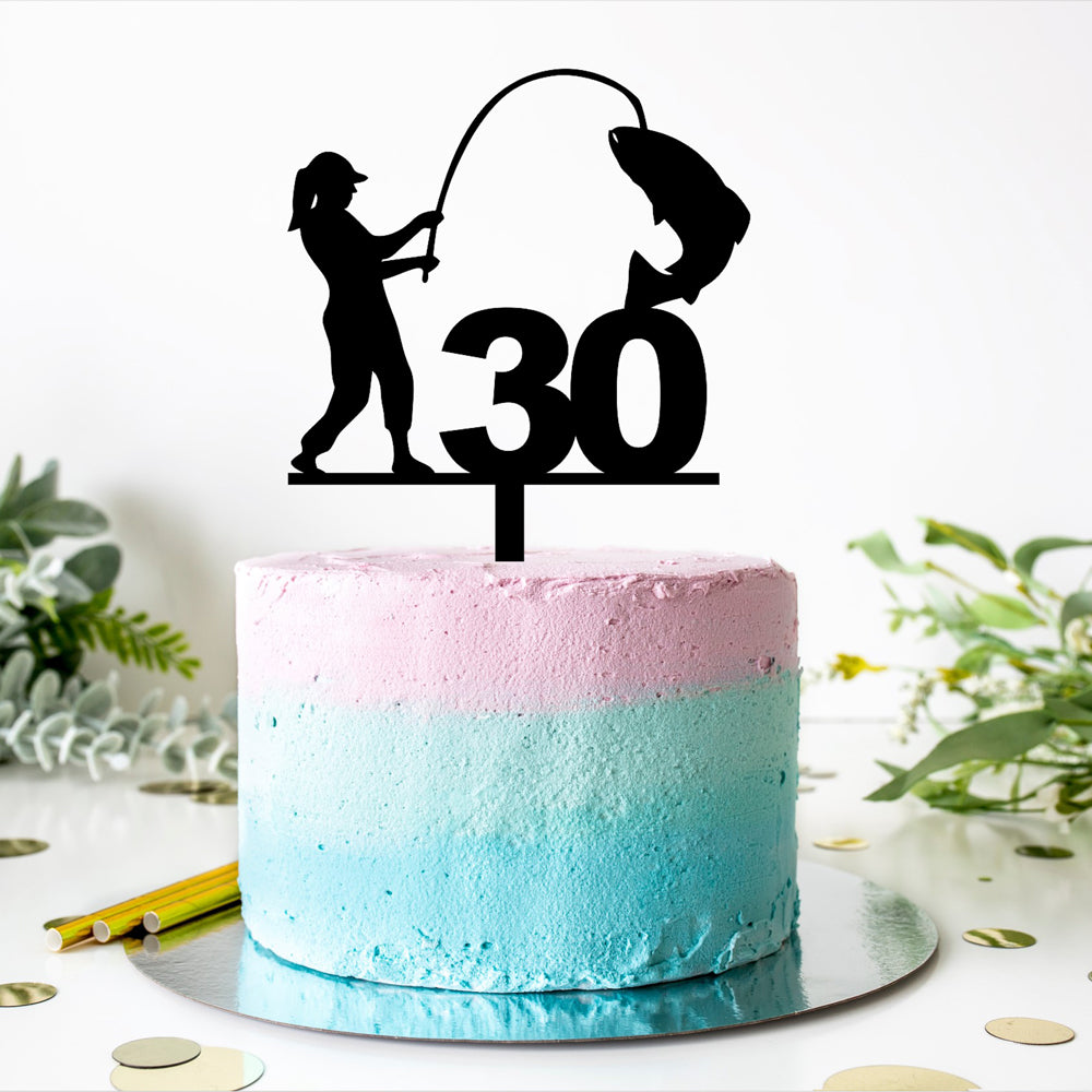 Woman Fisherlady Cake Topper