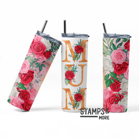 Glitter Rose Mum Tumbler  -  20oz